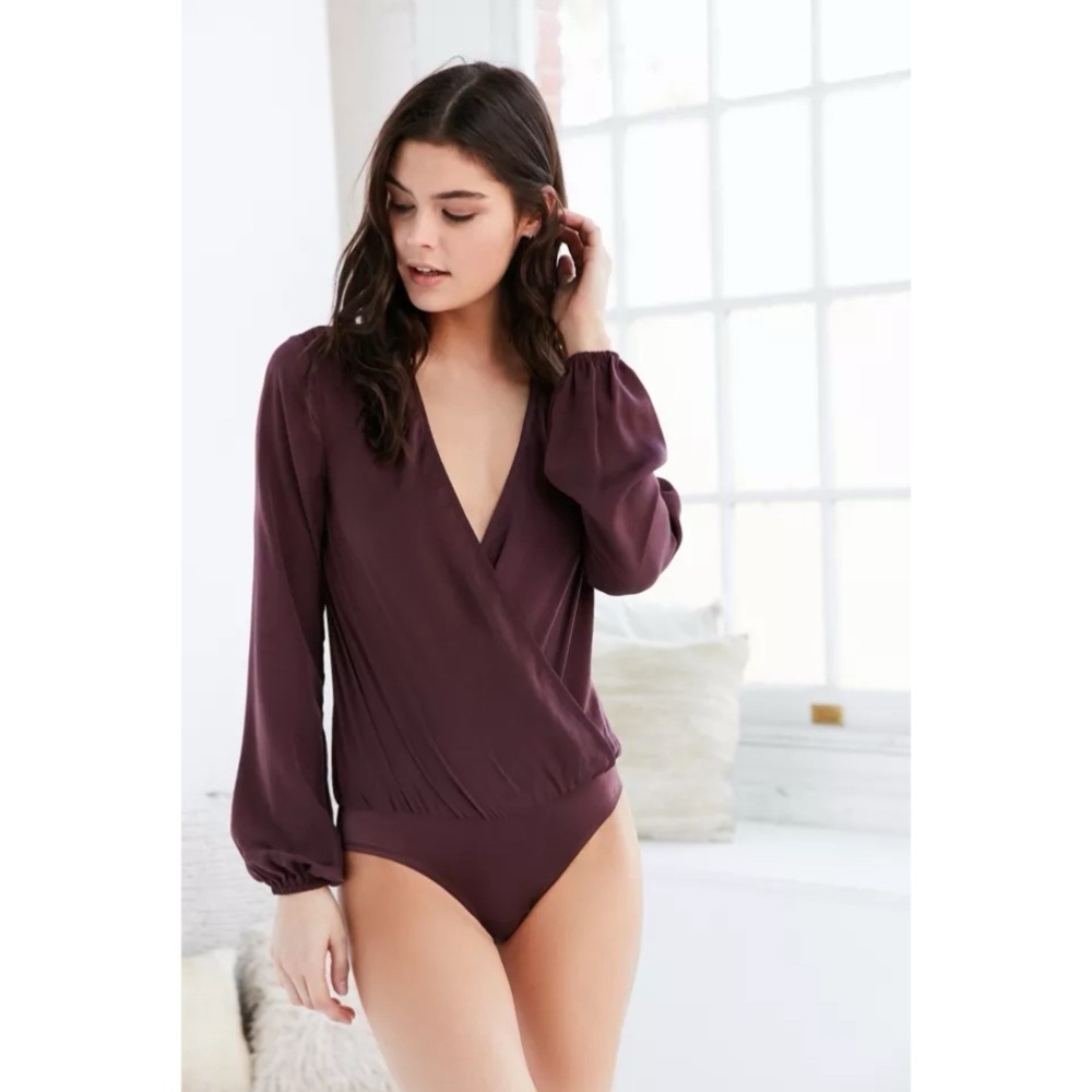 Urban Outfitters Out From Under Bodysuit Long Sleeve Balloon Burgundy Purple S